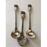 Two silver ladles and a sugar sifter by George Angell, London 1862