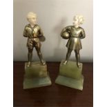 Pair bronze and ivory Lorenzl figures "Young Competitors" signed