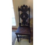 Carved oak side chair c1900