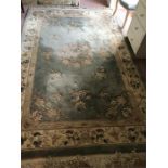 Chinese modern silk rug on green ground