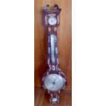 Good rosewood and mother of pearl mid 19th c five dial mercury barometer by I Grant of Hull