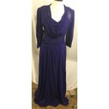 1940’s blue crepe silk evening dress with beadwork embellishments