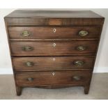 19th century mahogany chest of drawers on bracket feet with original brass handles