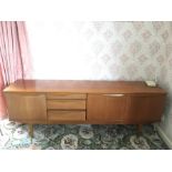 Mid Century teak sideboard by Stonehill furniture - 72cms h, 43cms d, 198cms d