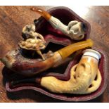 Three various meerschaum pipes all in good used condition