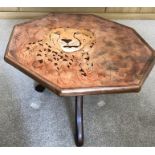 Decorated leather work table signed David 2001