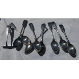 Eight silver spoons and a silver pusher - 5.6ozt approx