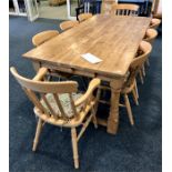 Good quality pine refectory table 212 x 104cms made with timber reclaimed from the Threepenny Stand