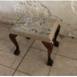 Walnut cabriole leg stool with ball and claw feet c1900