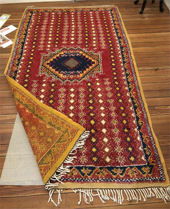 Colourful hand knotted rug 203 x 118 cm