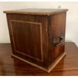 Small free standing 18thC spice cupboard with single door and four drawers