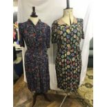 Two 1940’s crepe day dresses