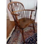 Yew wood windsor chair with crinoline stretcher c1800