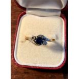 18ct gold and platinum sapphire and diamond ring P