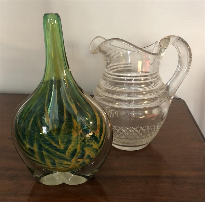 Mdina vase and Regency cut glass jug