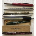 Seven vintage pens to include Conway Stewart 75, Dinkie, etc...