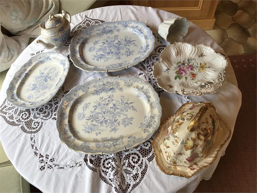 Collection of mainly 19thC plates including asiatic pheasant Shelley etc