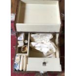 Vingage pine box containing first aid kit