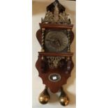 Reproduction continental decorative wall clock with hanging globular brass weights
