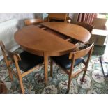 Teak round table and four chairs