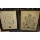 Two hairdressing certificates
