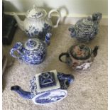 Five various oriental 20th Century teapots