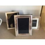 TThree various modern picture frames, 1 silver, largest 20cms x 15cms