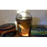 Four various vintage tins with 4 Nursery Time assorted biscuit tins