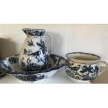 19thC Jug, bowl and chamber pot, madras pattern