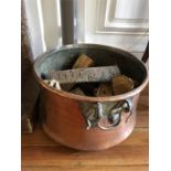 Copper cauldron/ log box 41 cm diam.