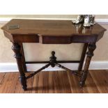 Italian walnut side table 103 w x 88 h