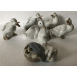 Five various Nao duck figures by Lladro together with Lladro duck and ducklings.