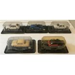 Five die cast scale models to include Renault Dauphine, Smart City Cabrio, Golf GTI, Mazda MX-5 and