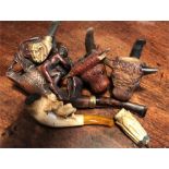 Six various pipes inc. resin, meerschaum etc. some damage