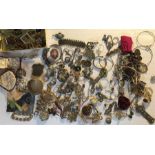 A large quantity of vintage costume jewellery including silver etc...