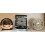 Three Art Deco mantle clocks, 2 electric