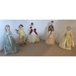 Five Royal Worcester figures, four of five modelled by F.G Doughty