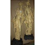Two Japanese ivorine figurines 51cms h