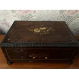Rosewood jewelllery box with inlaid flowers