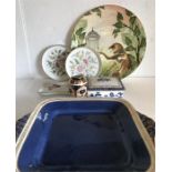 Seven pieces of ceramics including Royal Crown Derby Vase, Booths lidded pot, Limoges