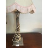 Silver plated corinthian column table lamp