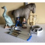 Miscellaneous lot to include Carltonware napkin ring a/f, Queen Mary ashtray, vintage stuffed toy et
