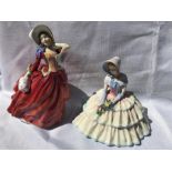 Two Royal Doulton figurines of Autumn Breezes HN1934 together with Daydreams HN1731