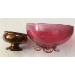 19thC cranberry glass bowl