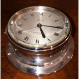 Small chrome plated ships clock with alarm