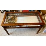 Modern mahogany bijouterie cabinet of coffee table height