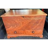 Scrumbled pine blanket box with two drawers 91 x 61 x 54 cm