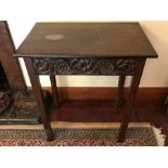 19thC oak side table with carved frieze to front - 61 w x 70 h x 38cms d