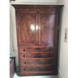 Fine quality mid 19thC mahogany wardrobe with two doors with slides over drawers