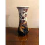 Moorcroft tube lined vase with flared neck 21cms high perfect